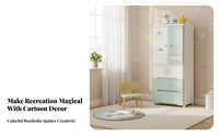 Large Capacity Multi-Bin Storage Cabinet child-appropriate Height Cartoon Drawer Chest Safe Rounded Corners children's Furniture Lightweight Design for Toddlers, Parents, Nursery, Playroom, Bedroom, Closet