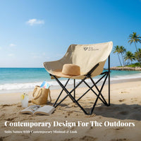 Foldable Design sleeklow-slung Moon Chair With Backrest Folding Camp Chair Lightweight Fishing Stool Easy Setup for al fresco diningkers, Beachand adventureers, Beach, al fresco dining, al fresco dinings, Backyard