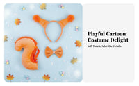 Squirrel Ears and Tail Set Cute Cartoon Design Squirrel Costume Set Photo Prop Animal Ears Headband and Tail for Easter, Parties, School Plays
