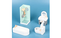 Pastel Miniature Wooden Furniture Set Smooth Wooden Dollhouse Furniture Rounded Edges Dollhouse Accessories Block-Like