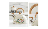Floral Whistling Tea Kettle Retro Stovetop Whistling Kettle Loud Rust-Resistant for Families