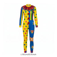 Clown Jumpsuit Form-Fitting-Hugging Clown Jumpsuit Long Sleeves Bodysuit Costume