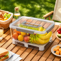 Transparent Storage Box with Lid, Food Container with 4-fold Lock and Handle, Stackable Storage Containers for Meal Prep, Camping & Picnic