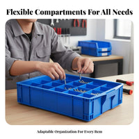 Large Capacity 48compartment Component Case versatile Use Organizer Box strong Construction Parts Container Adjustable Compartments for Hobbyists, craftspersons, DIY hobbyists, Workshop, Garage, Craft Room, Home Office