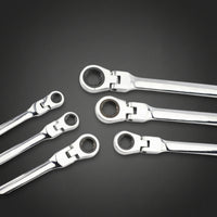 6 Pieces Ratcheting Box Wrench Set Long Handle Double-Ended Wrenches with Swiveling Heads -Finished Hand Tools for Home Mechanics