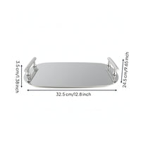 Mirror-Polished Serving Tray with Handles Decorative Stainless Steel Serving Tray Silver Platter Modern for Vanity