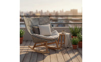Teak Rattan Chair Comfortable Cushion Outdoor Woven Armchair Wicker Lounge Chair Easy Assembly Garden Furniture Long-Lasting