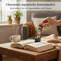 30-Pack Japanese Cat Bookmark Set with Blessing Messages