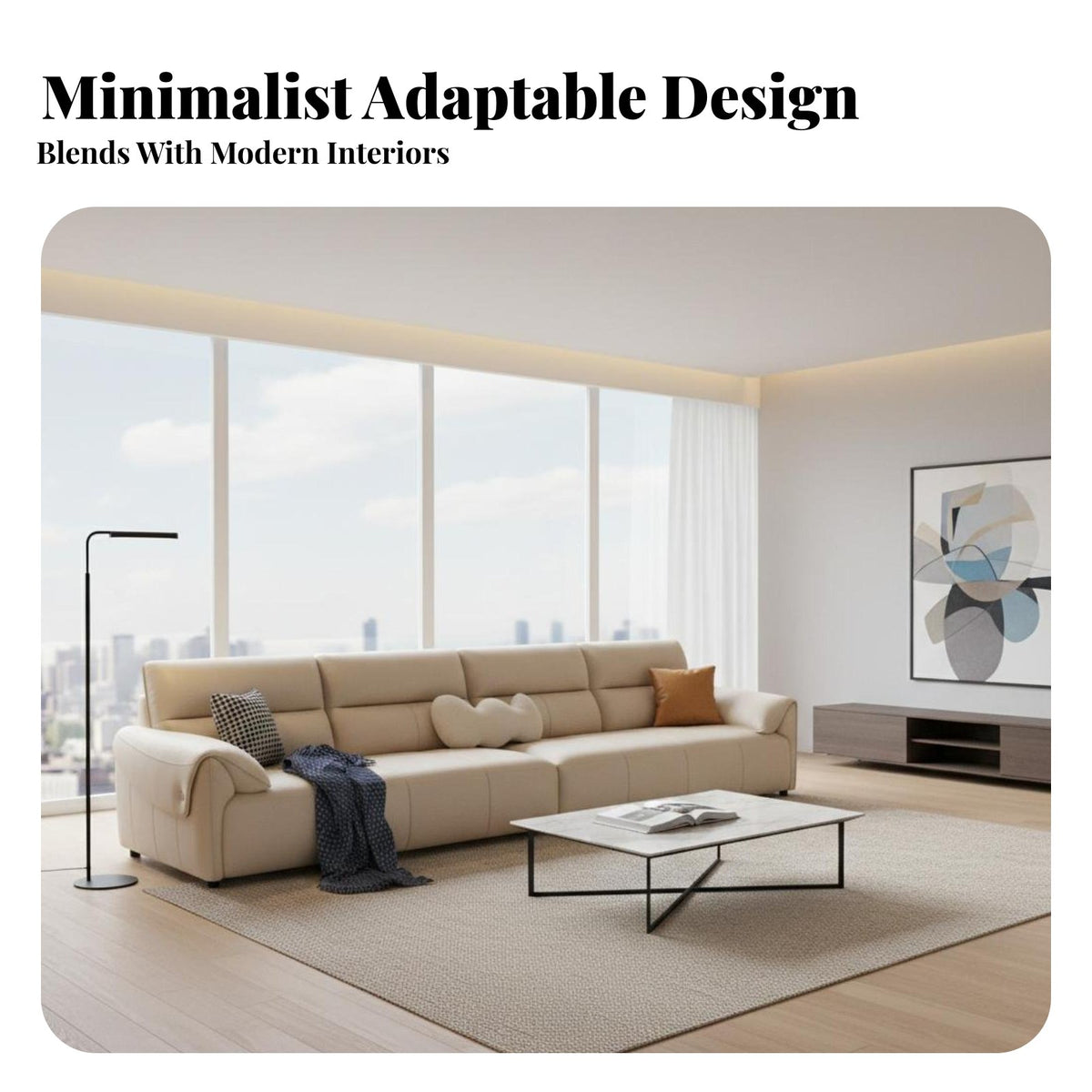 3-Seater Straight Sofa Modern Minimalist design 3-Seater Sofa Light Luxury Aesthetic Living Room Furniture for Homeowners, Families, Home, Lounge Area