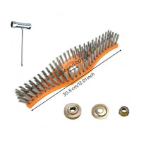 Orange Curved Base Grass Trimmer Cleaning Brush Sturdy Trimmer Head Brush Long-Lasting Steel Wire Heavy-Duty