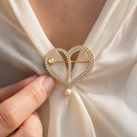 Korean Style Alloy Brooch for Women, Rhinestone Embellished Anti-Exposure Pin for Coats and Dresses