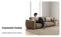 Block-Style Couch Genuine Leather Sofa Italian Design Household Furniture for Apartment Dwellers, Families, Living Room, Lounge Area, Exhibition Hall