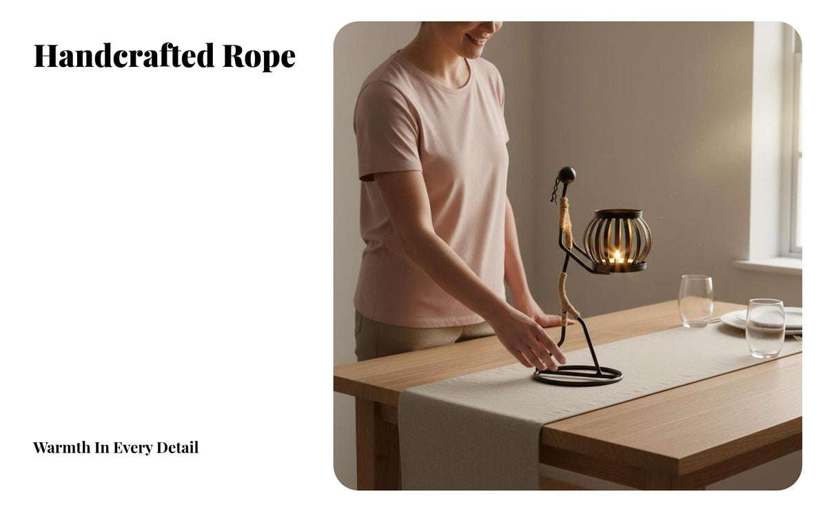 Metal Candle Holder Creative Design Table Centerpiece Candlestick Vintage Iron Figurine Candle Holder for Candlelight Dinner, Restaurant Decor