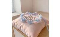Floral Headband with Ribbons Princess-Style Flower Crown Headband with Flowers Sparkling Hair Accessory Dreamy for Children