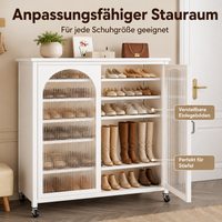 Narrow Shoe Rack with Stone Top, Nordic Style for Small Apartments, Closed Shoe Cabinet with 6 Shelves and Adjustable Compartments, Cloud White
