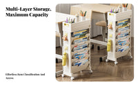 Mobile Bookshelf Space Saving Portable Book Trolley Cart Large Capacity Student Desk Side Organizer for Students, Parents, Study Room, Narrow Areas