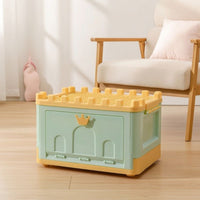 Kids Toy Storage Box Large Capacity Front Opening Toy Bin Dustproof Lid Foldable Kids Organizer for Young Children, Playroom, Nursery