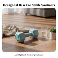 2 Pieces Anti-Roll Design 5kg Dumbbell Pair Floor-Friendly Hex Dumbbell Non-Slip Grip Hexagon Shaped Weight Ergonomic Handle for Men, Women, Beginners, Home Gym, Dorm Room