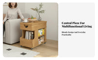 Adjustable C-Shaped Table with casters Rolling Cart Multi-Purpose for Living Room