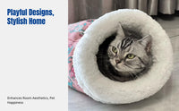 Pet Sleeping Bag Warm and Comfortable Feline Bed Semi-Enclosed Burrowing Design for Felines, Kittens, Cold Weather, Indoors