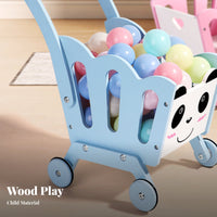 Wooden Young Child Shopping Cart Wood Animal Push Pusher Smooth Polished Edges Wooden Infant Pusher for Young Children, Infants