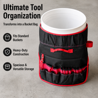 Container Tool Organizer, 31 Pockets 5 Tool Loops, Water Resistant Garden Tool Bag, 50x18x56.5cm Black & Red Tradie Tool container