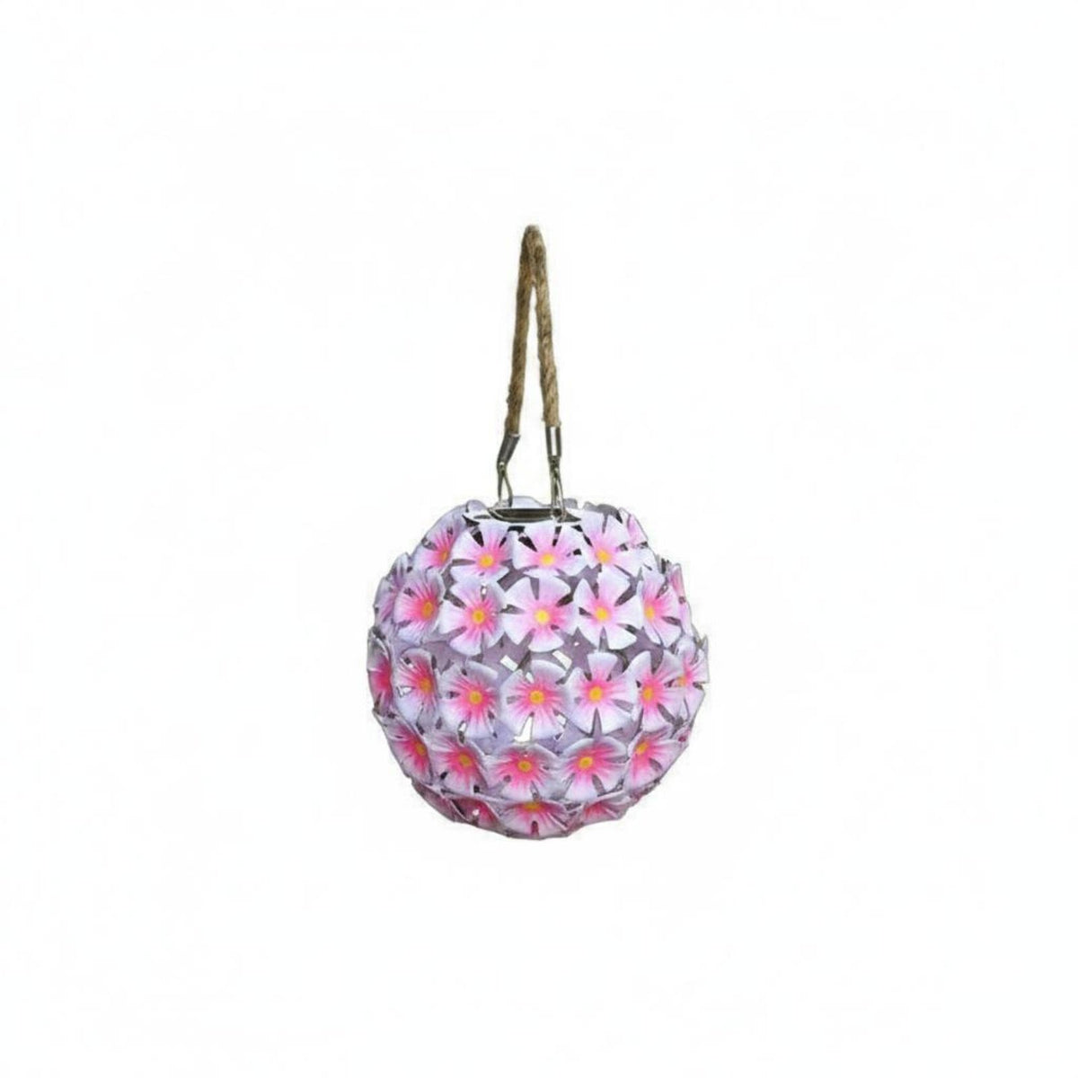 Hanging Flower Lantern Waterproof Solar Flower Light Warm White for Balcony