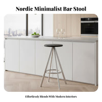 Nordic aesthetic Round Seat Counter Stool Light Luxury Bar Chair Minimalist Design Seating Furniture 360° rotate for Interior Designers, Homeowners, Business Owners, Kitchen Island, Cafe, Home, Office
