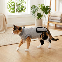 Cat Recovery Suit Post Surgery Cat Clothing, Full Body Sleeved Post Operative Cat Wear, Snap Buttons Back Recovery Anti-Lick Soft Breathable Wear