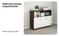 Low File Cabinet with Doors Office Storage Sideboard Wooden Printer Stand Office Partition Cabinet Sturdy Engineered Wood Construction Suitable for Office Workspace Study Bedroom