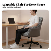360-Degree rotate Upholstered Rolling Task Chair Comfortable padding Upholstered Shell Chair with casters Adjustable Height Vanity Seat Ergonomic Design for Home Office Workers, Students, Adults, Bedroom, Study Room