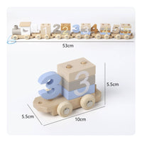 Pull-Along Toy Train Educational Wooden Train with Blocks Building Buildable for Toddlers, Playroom, Preschool