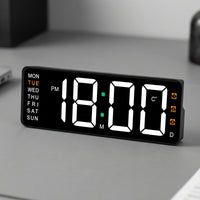 Weekday Indicators LED Digital Alarm Clock Large Display Digital Desk Clock Simple Operation Desktop Device Rounded Corners