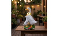 Duck Statue with Solar Light Resin Garden Statue Waterproof for Patio, Gardeners