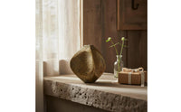 Hammered Metal Vase Textured Surface Decor Piece Artisanal Craftsmanship for Tabletop