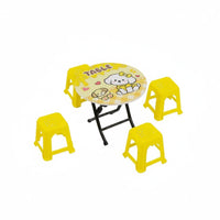 Imaginative Play Miniature Folding Table and Chair Set Realistic Design Cartoon Dollhouse Table Set Great Gift Playhouse Furniture for Children, Playroom