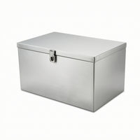 Stainless Metal Box with Lid Heavy-Duty Metal Storage Bin with Handles Lockable