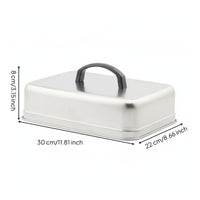 Heat-Resistant Handle Stainless Steel Melting Dome Heavy Duty Rectangular Basting Cover for Chefs, Barbecue
