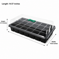 24-Cell Seedling Tray, Propagation Tray with Clear Dome & Adjustable Vent, Reusable Germination Tray for Home Gardeners, Black