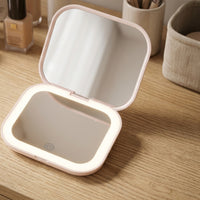 Portable Folding Travel Makeup Mirror Compact Lighted Makeup Mirror Lightweight for Desk