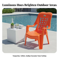 Thickened Design Highrear Monobloc Armchair Weather-Resistant Patio Chair Easy to Clean Lounge Seat Lightweight for Adults, Homeowners, event Planners, Beach, waterside, Garden, rearyard