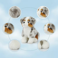 Australian Herding Stuffed Animal Tri-Color Australian Herding Stuffed Animal Stuffed Animal Dog with Floppy Ears Faux-Fiber