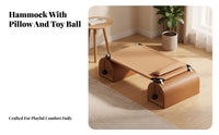 Soft Toy Ball Wooden Cat Hammock Arched Wooden Pet Bed Padded Pillow
