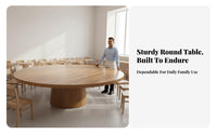 Heavy Duty Large Round Dining Table Easy to Clean Solid Wood Tabletop Water Resistant Carbonized Fir Wood Table for Restaurant Owners, Event Planners, Restaurants, Banquet Halls, Canteens, Kitchen