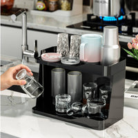 Two-Tier Cup Drying Rack Tabletop Cup Rack with Tray Countertop Organizer Easy to Clean for Kitchen Counters, Office Break Areas