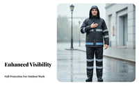 Reflective Rain Suit High Visibility Rain Jacket and Pants Breathable Material Reflective Waterproof Suit for Men, Motorcycling, Hiking, Camping