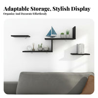 6 Pieces Drilldrillless Installation Modular Floating Shelf Set Modern Simple Design Wall Decor Multi-Functional Household Storage Long-Lasting for Renters, Students, Homeowners, Living Room, Bedroom, Hallway, Kitchen