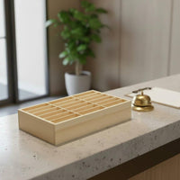 Hotel Reception Counter Organizer Divider Compartments Wood Business Card Holder