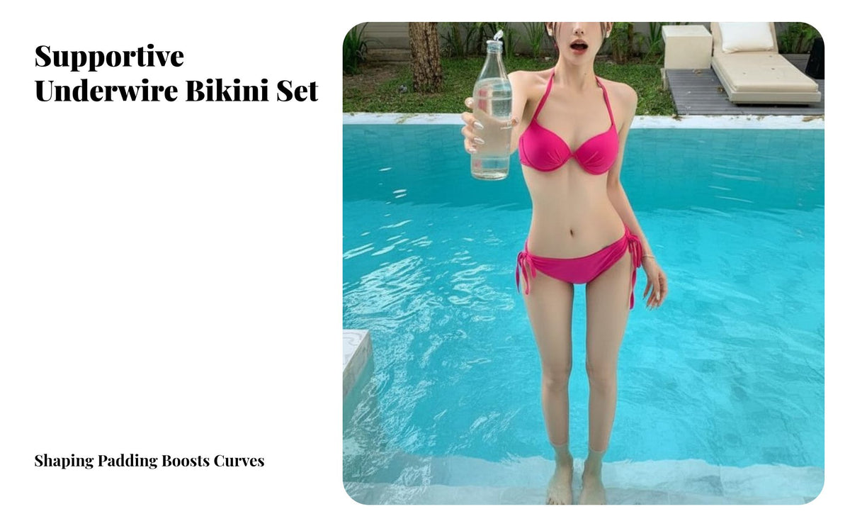 2 Pieces Underwire Shaping Bikini Padded Triangle Cup Bikini Sexy Design Push up Bathing Suit for Young Adults, Teens, Swimming, Summer, Sunbathing