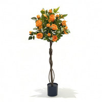 Artificial Rose Tree Decorative Artificial Rose Topiary Tree Compact for Entryway